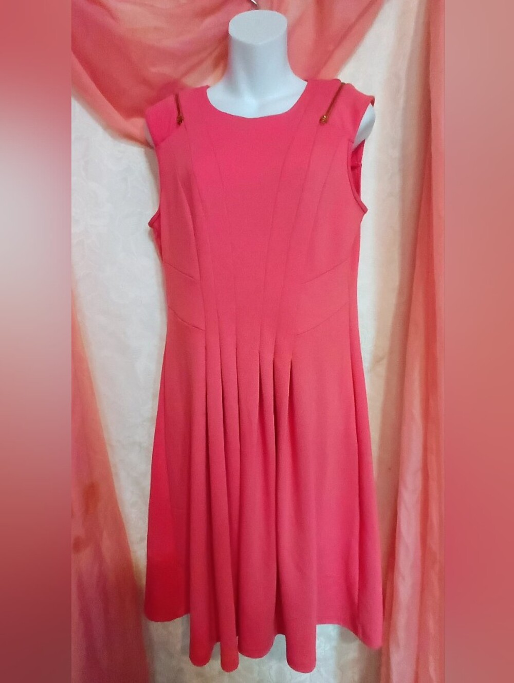 🌺BUNDLE ONLY🌺 Spense Coral Pink Pleated Midi Dress
